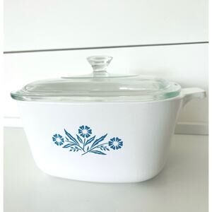 Vintage Corning Ware Blue Cornflower Casserole Dish Kitchen Collectible
